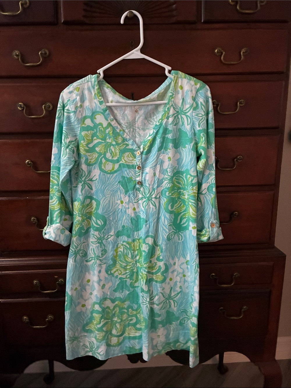 Lilly Pulitzer Aqua, Seafoam & Lime Floral Midi Dress